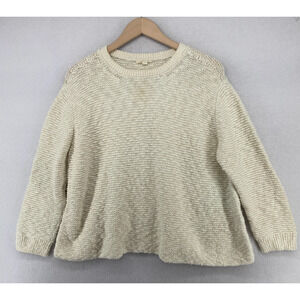 EILEEN FISHER Sweater XL Organic Cotton Chunky Boxy Jumper Pullover Off White